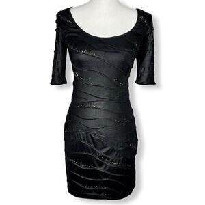Tadashi Shoji black fitted beaded dress size small